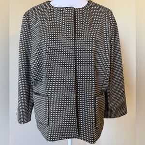 NWT Ann Taylor Black White Beige Geo Print Blazer Sz L